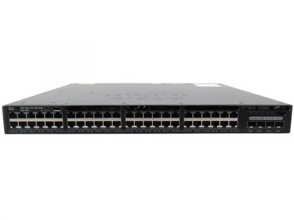 سوییچ لایه ۳ سیسکو WS-C3650-48FS-S با ۴۸ پورت گیگابیت PoE+ و ۴ پورت SFP - نمای جلو