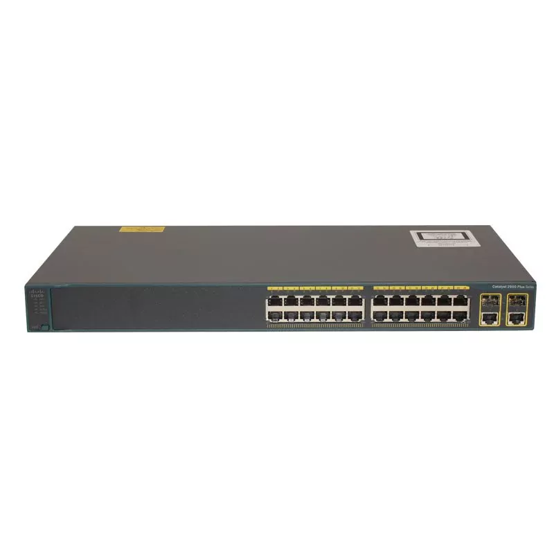 سوییچ سیسکو WS-C2960+24TC-L با ۲۴ پورت 10/100 و ۲ آپلینک دوکاره - نمای جلو