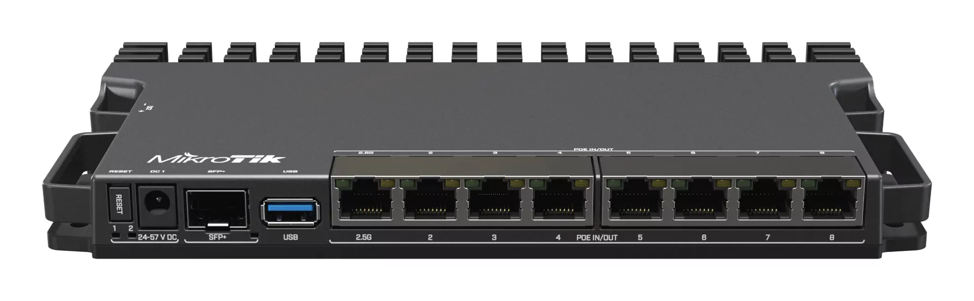 روتربرد میکروتیک RB5009UPr+S+IN با PoE روی همه پورت‌ها و پورت SFP+ - نمای جلو