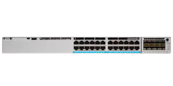 سوییچ فیبر سیسکو C9300-24S-E با ۲۴ پورت SFP - نمای جلو