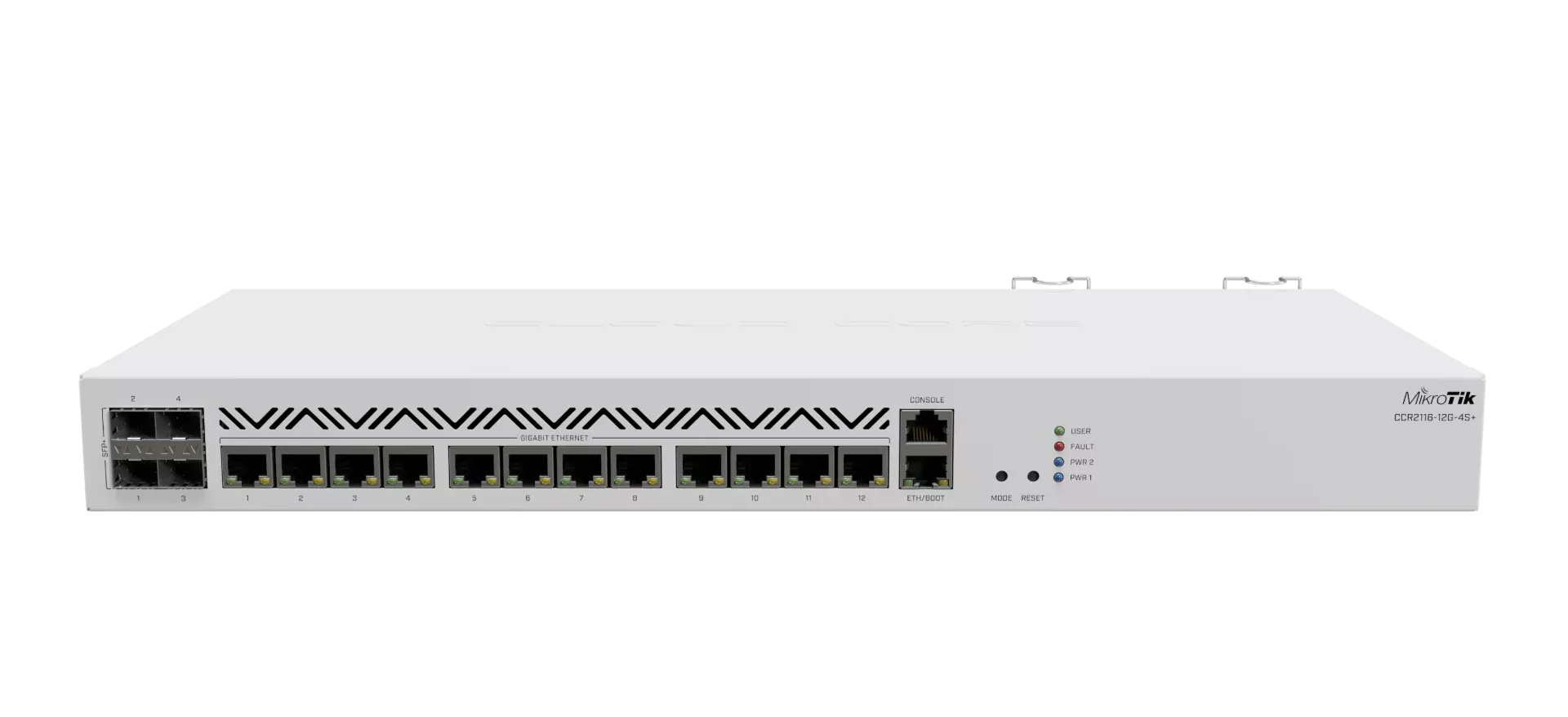 روتر کلاد کور میکروتیک CCR2116-12G-4S+ با ۴ پورت SFP+ و پردازنده ۱۶ هسته‌ای - نمای جلو