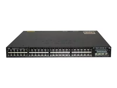 سوییچ لایه ۳ سیسکو WS-C3650-48PD-S با ۴۸ پورت گیگابیت PoE+ و ۲ پورت ۱۰ گیگ SFP+ - نمای جلو