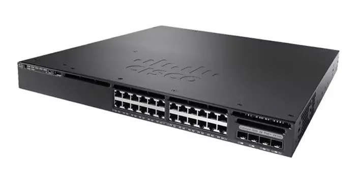 سوییچ لایه ۳ سیسکو WS-C3650-24PD-S با ۲۴ پورت گیگابیت PoE+ و ۲ پورت ۱۰ گیگ SFP+ - نمای جلو